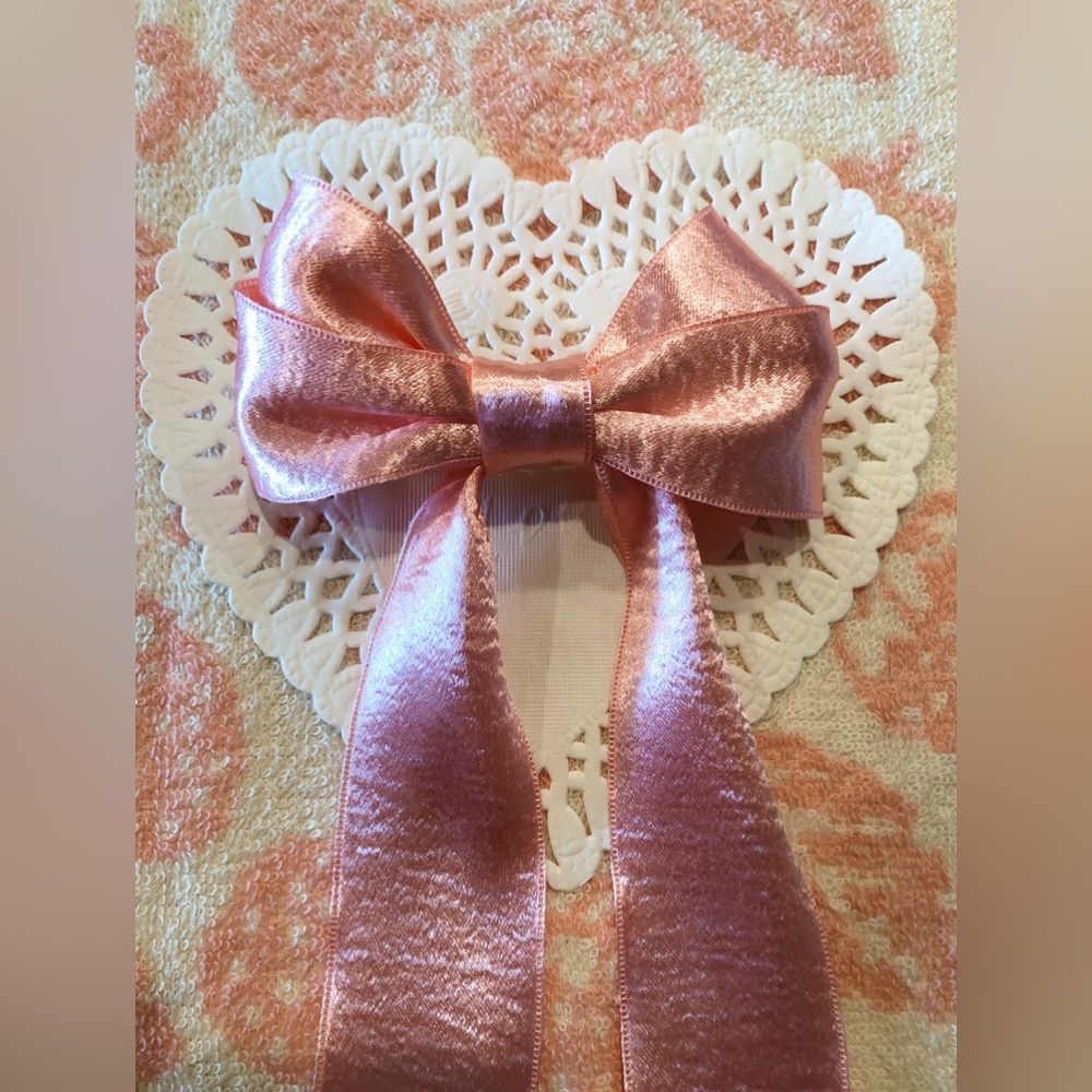 Metallic Rose Pink Hair Bow - Picture 3 of 6
